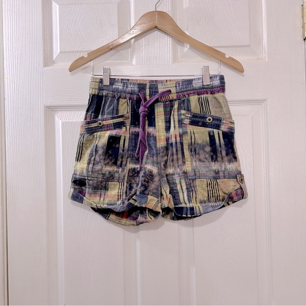 Anthropologie Pilcro Heirloom Tie-Dye Patchwork Plaid Women's Shorts Purple XS